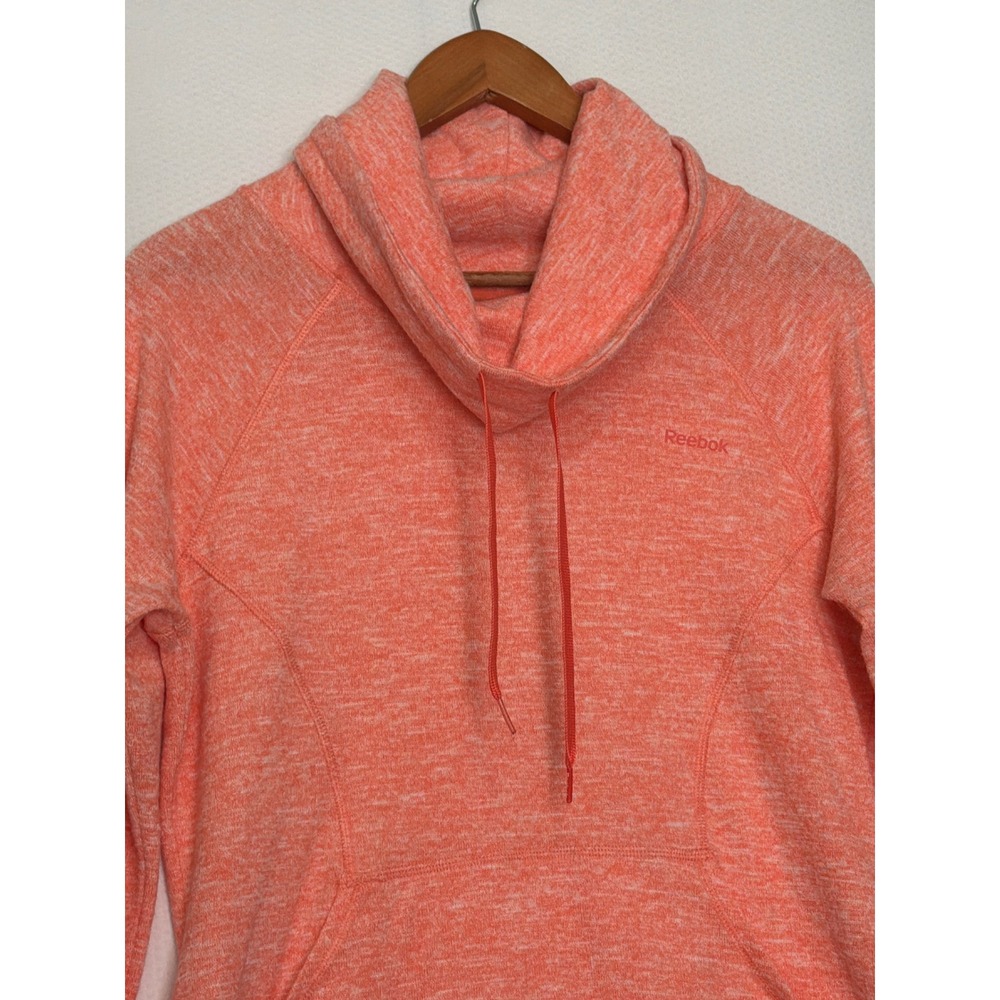 Reebok Womens Cowl Neck Pullover Space Dye Coral Hoodie Sweatshirt Medium M - Picture 2 of 10